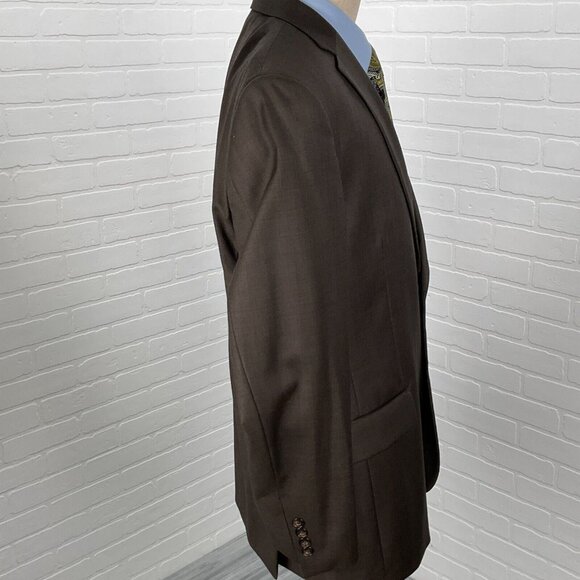 Jos A Bank Blazer Men 43R Brown Travelers Tailored Fit Classic Wool Suit Jacket - Picture 5 of 15